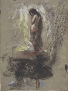 Antonio Mancini - Study Of A Nude Girl