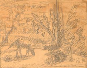 Bertalan Por - Landscape With A Horse