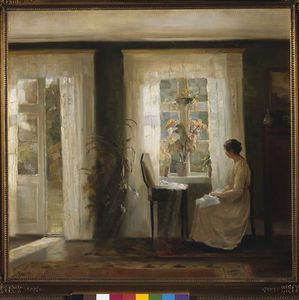 Carl Vilhelm Holsoe - A Woman At A Sunny Window