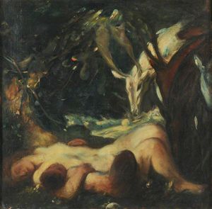 Charles Hazelwood Shannon - Study For -the Sleeping Wood Nymph-
