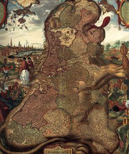 Claes Jansz The Younger Visscher - Lion Map (leo Belgicus) (detail)