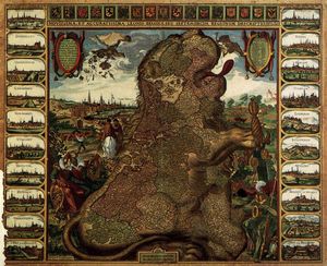 Claes Jansz The Younger Visscher - Lion Map (leo Belgicus)