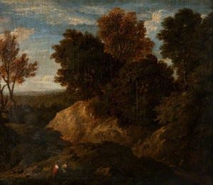 Cornelis Huysmans - Wooded Landscape With Figures