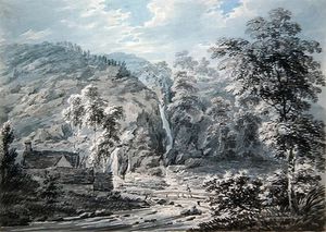 Edward Dayes - A Waterfall At Corwen, North Wales