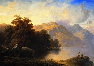 Francois Diday - A Swiss Lake Scene