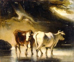  Museum Art Reproductions Two Cows by George Chinnery (1774-1852, United Kingdom) | WahooArt.com