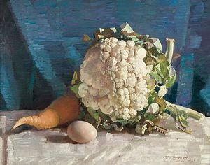 George Lambert - Egg And Cauliflower Still Life