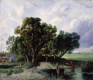 Geza Meszoly - Peasants By A Lake