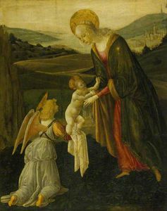 Gherardo Del Fora - The Madonna And Child With An Angel In A Coastal Landscape