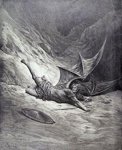 Paul Gustave Doré - Satan Smitten By Michael, From Book Vi Of -paradise...