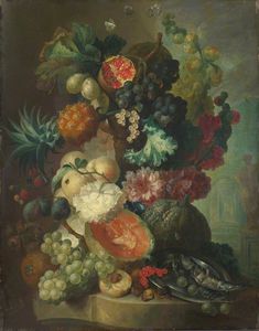 Jan Van Os - Fruit, Flowers And A Fish