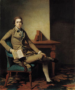 John Hamilton Mortimer - Portrait Of Mr. Seward, Full-length, Seated In An Armchair Beside A Table, Holding An Open Book In His Right Hand