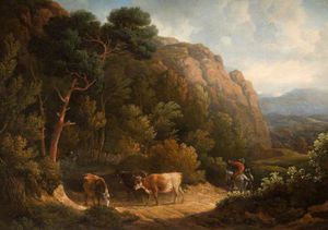 George Philip Reinagle - Landscape With Cows
