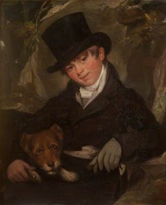 William Beechey - Portrait Of An Unknown Boy In A Black Top Hat, With A Dog