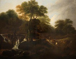 Thomas Barker - Landscape With A Waterfall