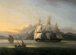 Thomas Luny - British Man O- War And Fishing Boats Off The Coast