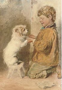William Henry Hunt - A Study Of A Boy With A Dog