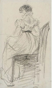 William Henry Hunt - A Young Lady, Seated On A Chair, Seen From The Back