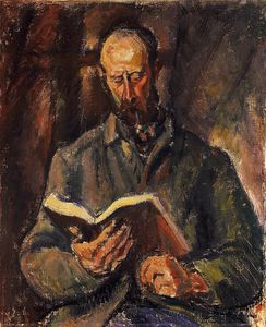 Odon Marffy - Man Smoking A Pipe And With A Book