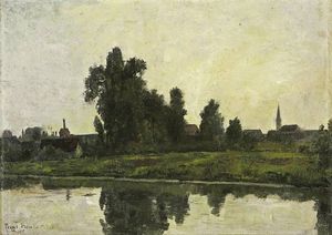 Paul Baum - Landschaft Am Fluss Vor Gent