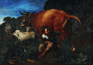 Pedro Núñez De Villavicencio - Shepherd Boy And A Cow