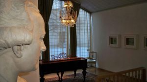 Peter Adolf Hall - The Painter-s Bust Seemingly Viewing A Shady Angle Of Room