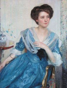 Richard Edward Miller - Woman In Blue Dress