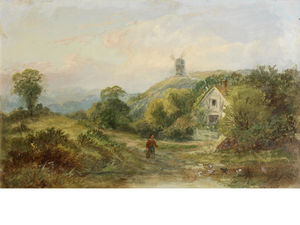 George Turner - A Figure In A Landscape With A Windmill