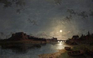Henry Pether - Chester Castle By Moonlight
