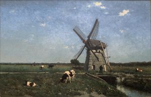 Jan Weissenbruch - Landscape With Windmill Near Schiedam