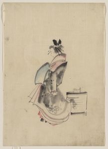 Katsushika Hokusai - A Woman, Possibly A Courtesan, Full-length, Standing, Facing Left