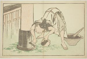 Katsushika Hokusai - Craftsman Working On Temple