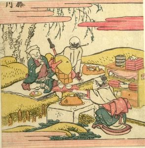 Katsushika Hokusai - Two Men Drinking Tea