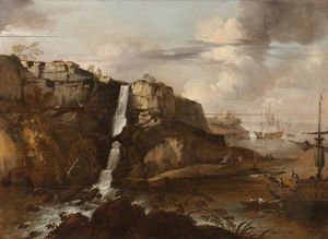 Lukas Moser - Capriccio Of A Rocky Coast With Llanrhaeadr Falls And Ships