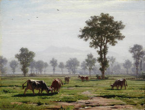 Robert Zund - Landscape With Grazing Cows, Near Lucerne