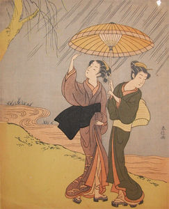 Suzuki Harunobu - Sudden Rain