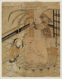 Suzuki Harunobu - Two Chinese Boys Bathing Hotei