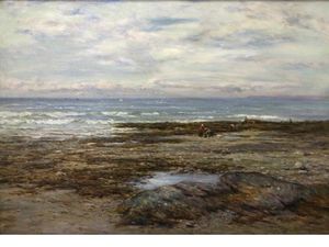 Joseph Henderson - A Seascape With Figures On The Shore
