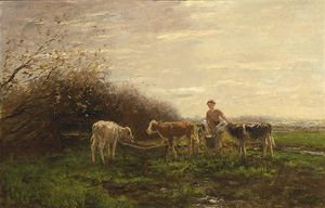 Willem Maris - Tending The Cows