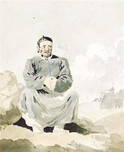 William Bill Alexander - A Chinese Man Smoking A Pipe