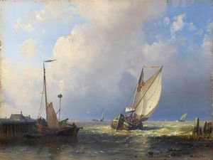 Abraham Hulk Senior - Fishermen Off To Sea By The Dutch Coast