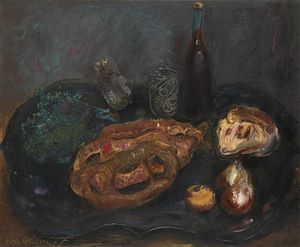 Boris Dmitrievich Grigoriev - Still Life With Bread And Onions
