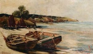 Edwin Ellis - Fishing Boats On The Shore