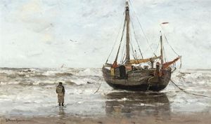 Gerhard Arij Ludwig Morgenstje Munthe - A Fishing Boat On The Beach