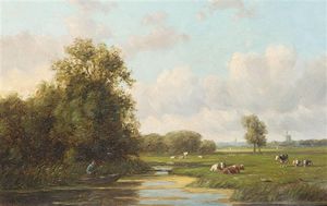 Willem Vester - Cows In A Summer Landscape
