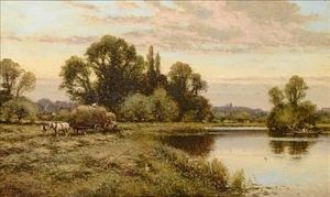 Alfred I Glendening - Carting Hay By The Thames