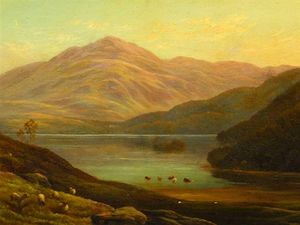 Alfred I Glendening - Scottish Mountain Landscape With Loch