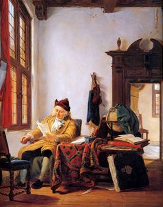 Abraham Van Strij - Merchant at a table near window Sun