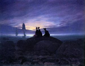  Paintings Reproductions Moonrise over the sea Sun by Caspar David Friedrich (1774-1840, Germany) | WahooArt.com