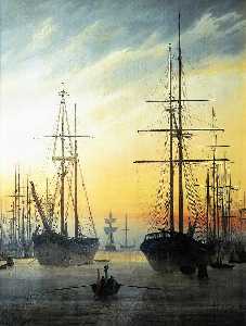 Caspar David Friedrich - View of a harbour